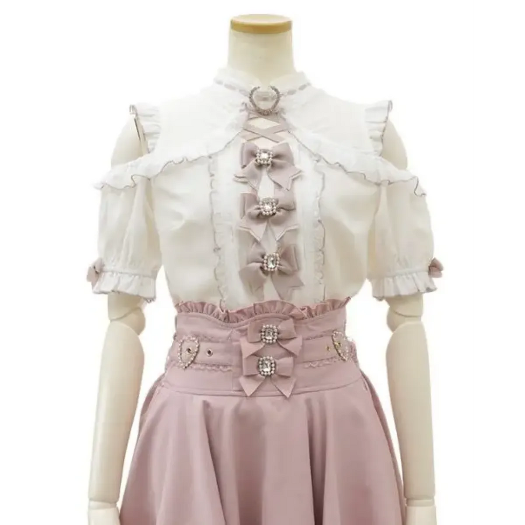 High Waist Lolita Skirt – Lace Trim & Bow Detail - Bottoms - Short - Skirts - 8