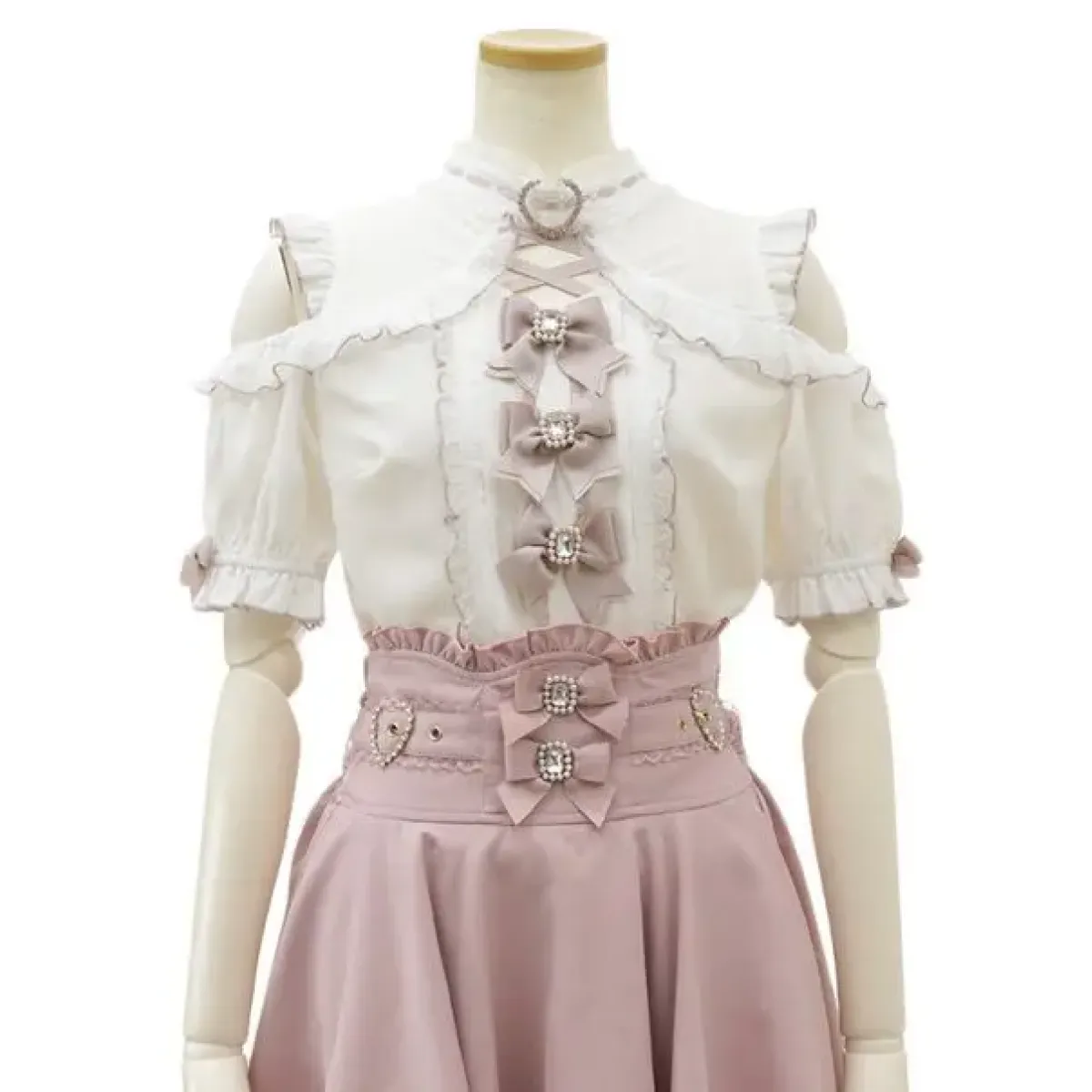 High Waist Lolita Skirt – Lace Trim & Bow Detail - Bottoms - Short - Skirts - 8