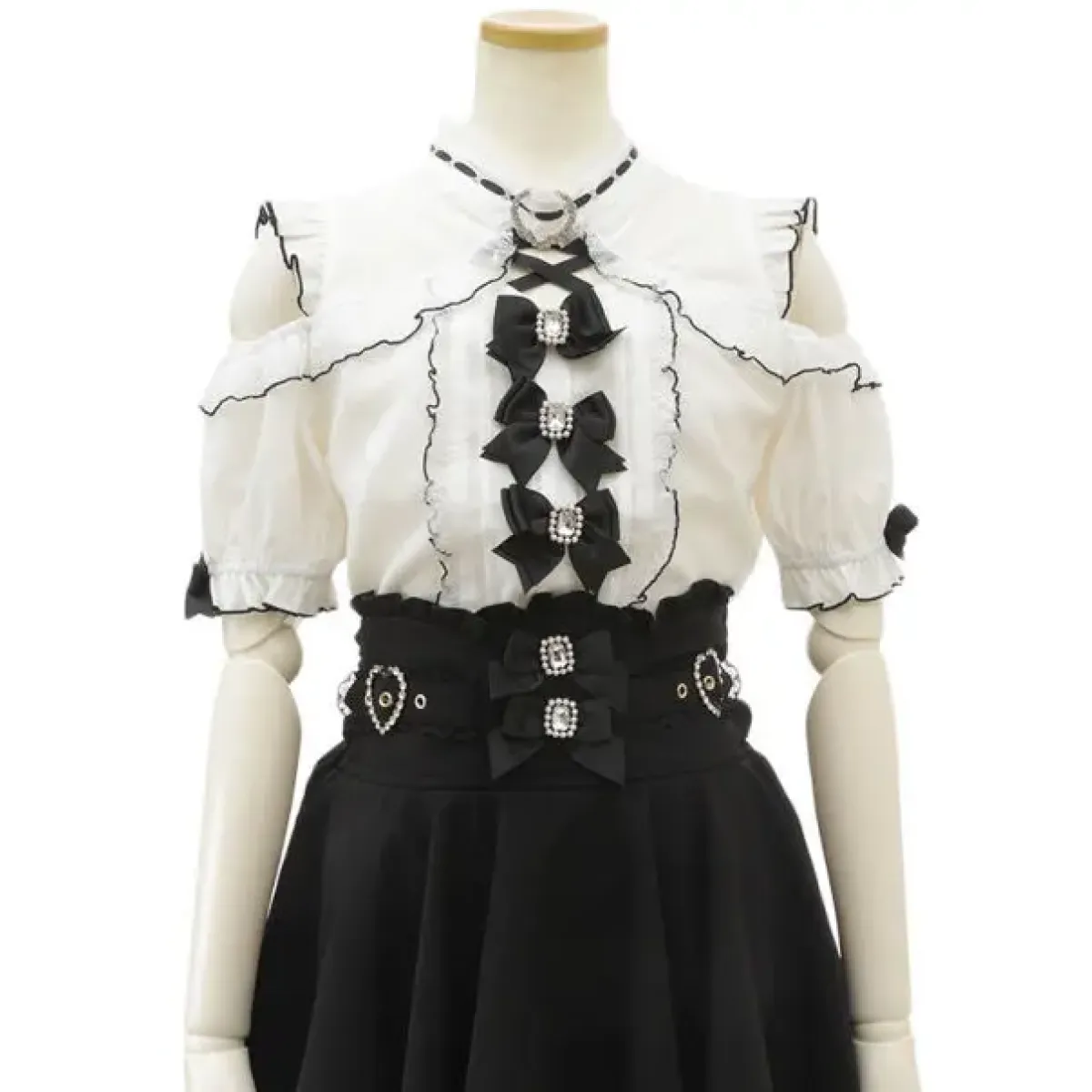 High Waist Lolita Skirt – Lace Trim & Bow Detail - Bottoms - Short - Skirts - 9