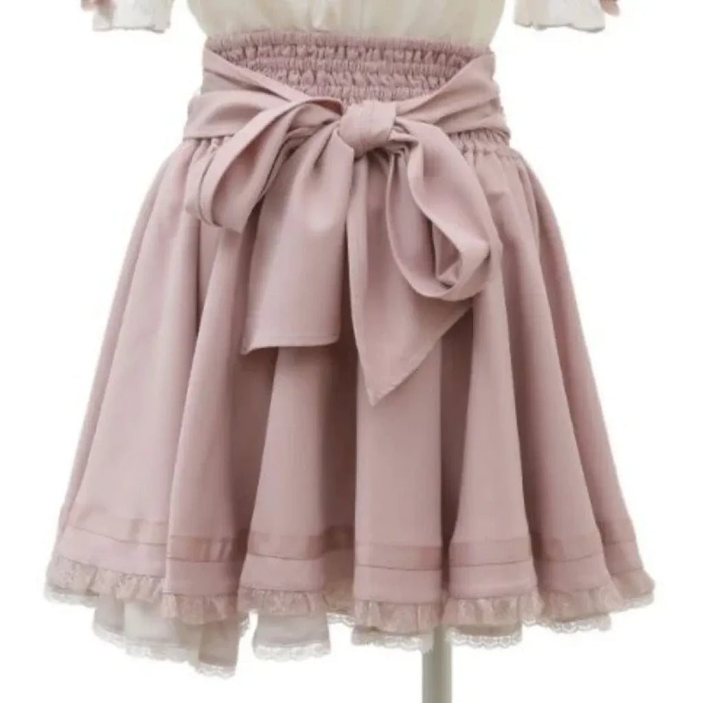 High Waist Lolita Skirt – Lace Trim & Bow Detail - Bottoms - Short - Skirts - 5