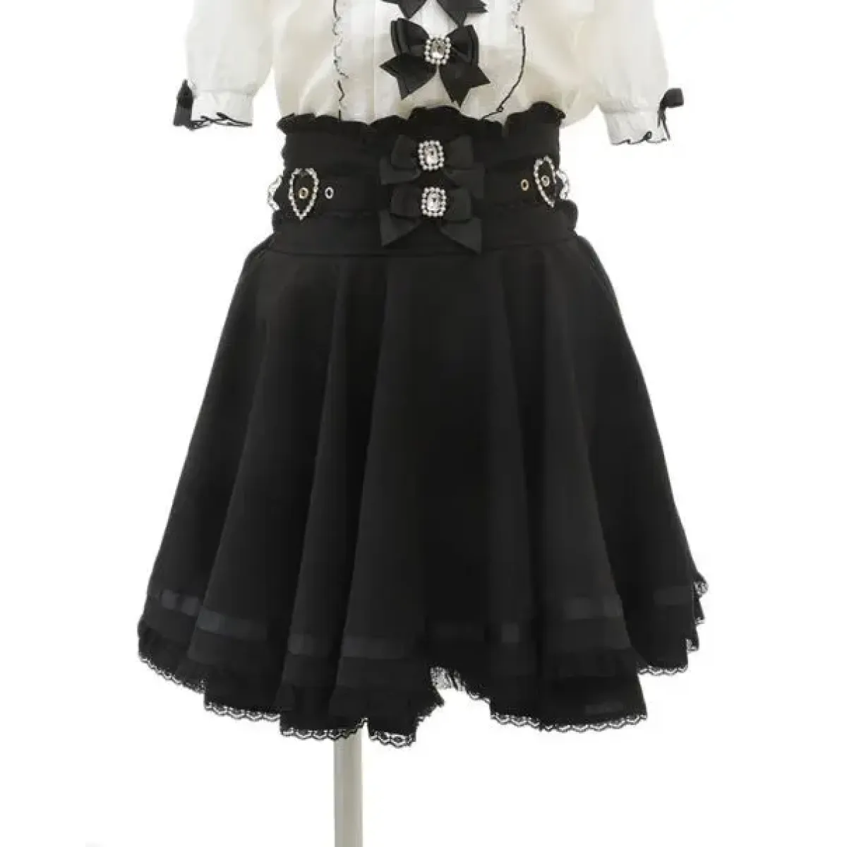 High Waist Lolita Skirt – Lace Trim & Bow Detail - Bottoms - Short - Skirts - 15