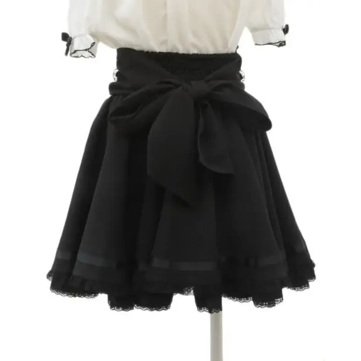 High Waist Lolita Skirt – Lace Trim & Bow Detail - Bottoms - Short - Skirts - 17