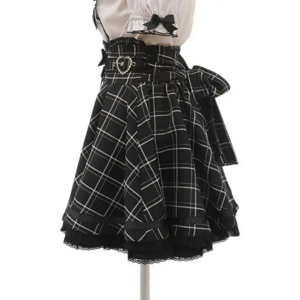 High Waist Lolita Skirt – Lace Trim & Bow Detail - Bottoms - Short - Skirts - 13