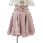 High Waist Lolita Skirt – Lace Trim & Bow Detail - Bottoms - Short - Skirts - 18