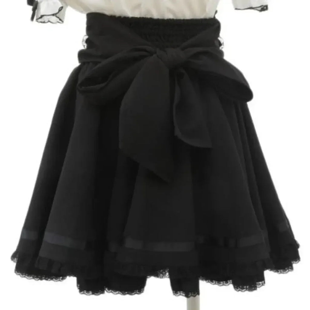 High Waist Lolita Skirt – Lace Trim & Bow Detail - Bottoms - Short - Skirts - 4