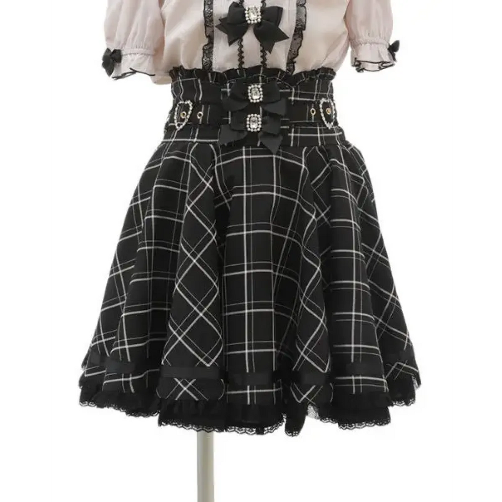 High Waist Lolita Skirt – Lace Trim & Bow Detail - Bottoms - Short - Skirts - 11