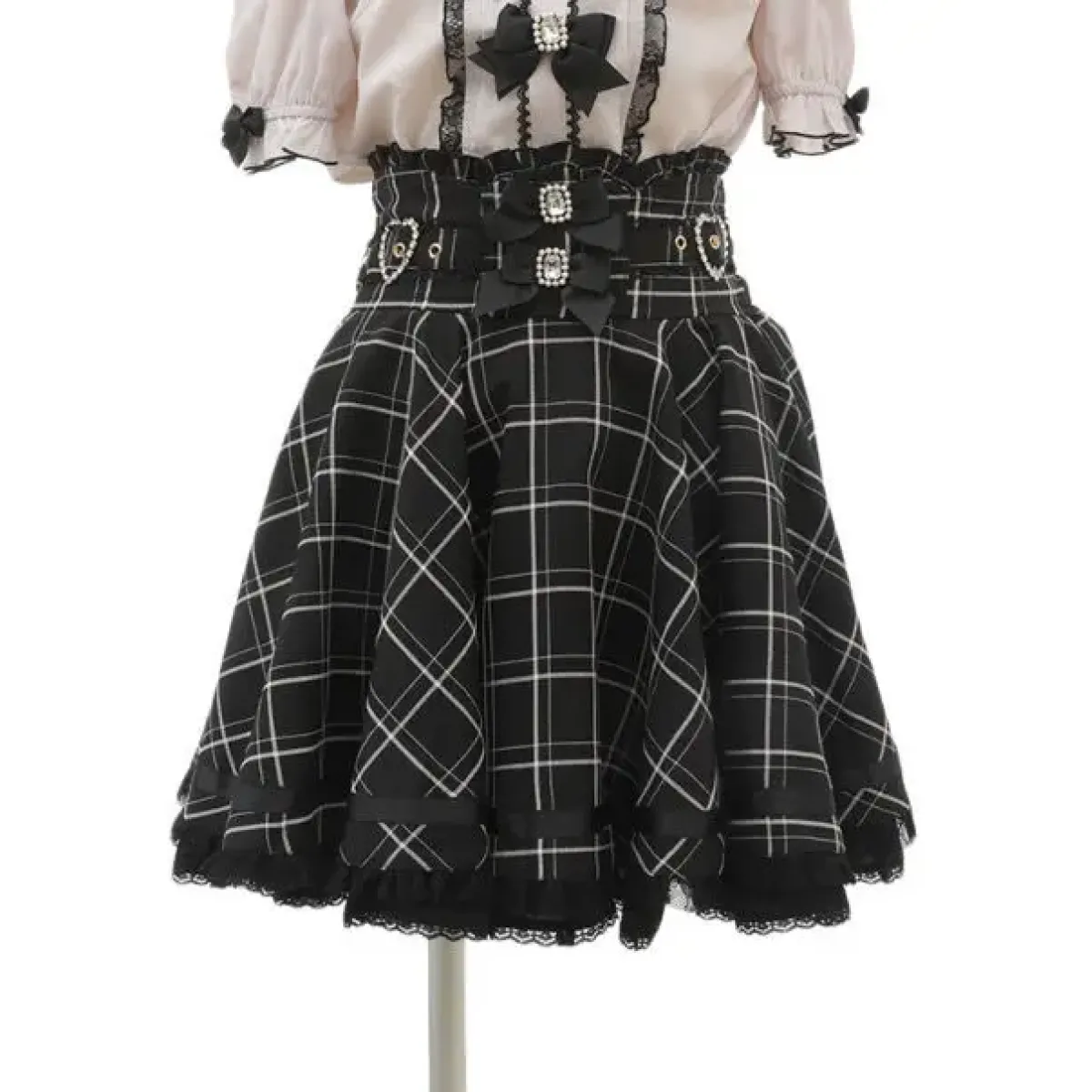 High Waist Lolita Skirt – Lace Trim & Bow Detail - Bottoms - Short - Skirts - 11