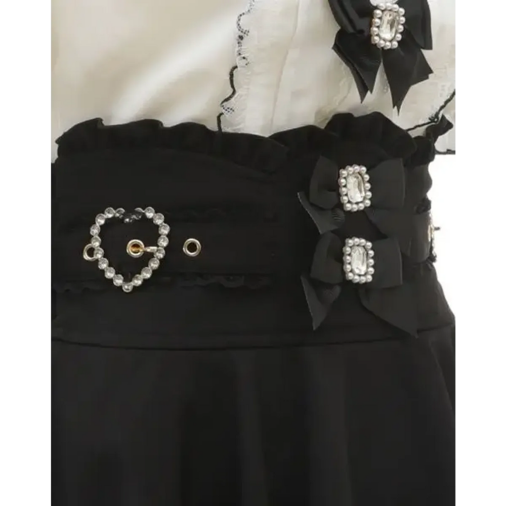 High Waist Lolita Skirt – Lace Trim & Bow Detail - Bottoms - Short - Skirts - 16