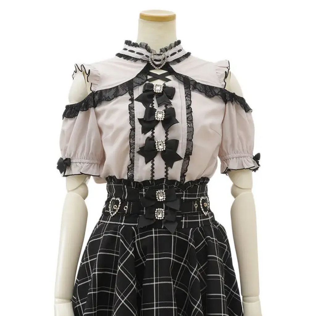 High Waist Lolita Skirt – Lace Trim & Bow Detail - Bottoms - Short - Skirts - 10