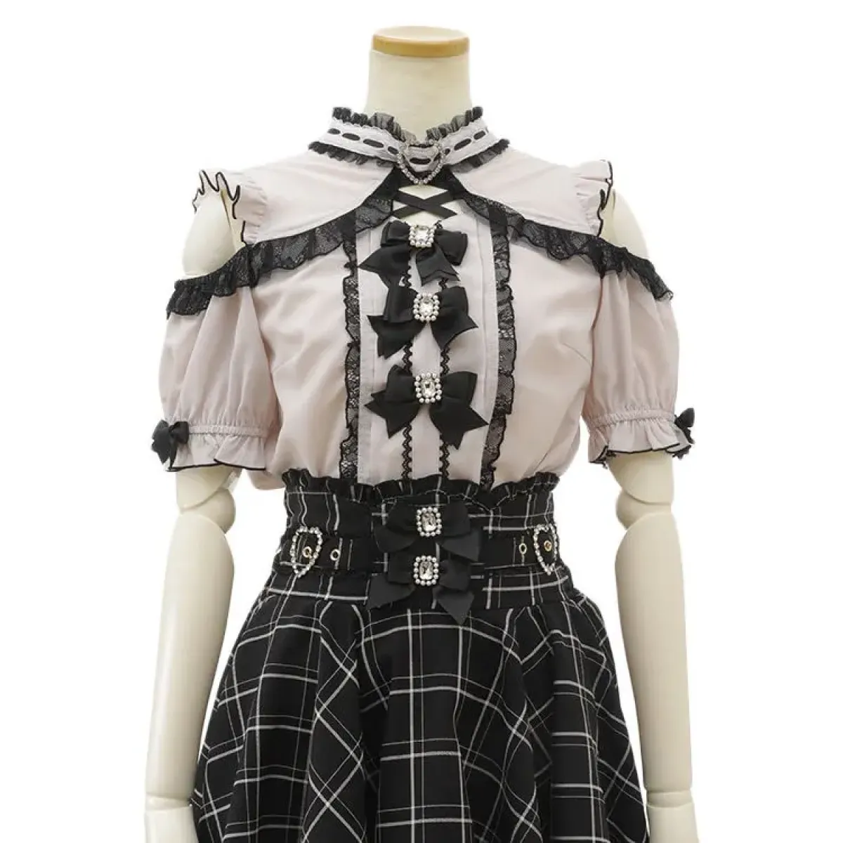 High Waist Lolita Skirt – Lace Trim & Bow Detail - Bottoms - Short - Skirts - 10