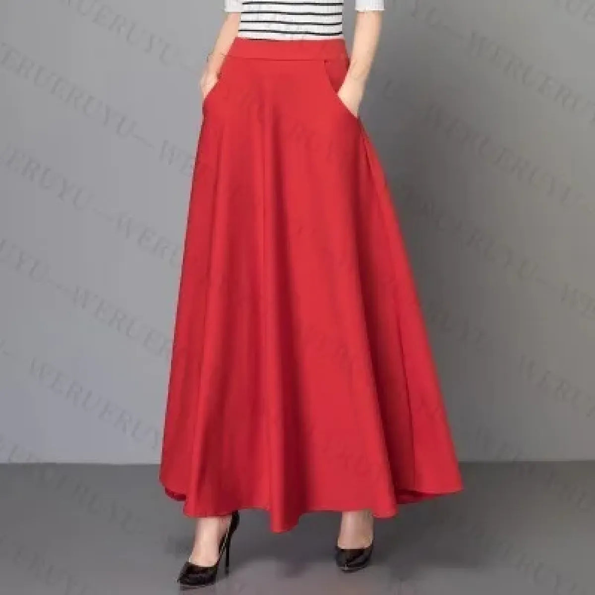 High Waist A-Line Maxi Skirt with Pockets - Bottoms - Maxi Skirt - 1