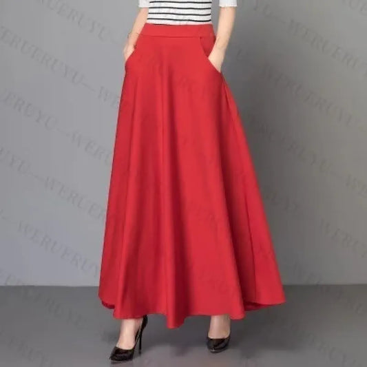 High Waist A-Line Maxi Skirt with Pockets - Bottoms - Maxi Skirt - 1