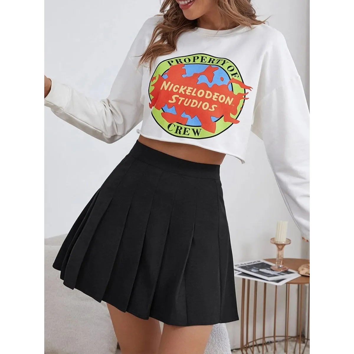 High Waist Pleated A-line Skorts - Bottoms - 2