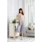 High Waist Pleated Length Elastic Skirt - Bottoms - 10