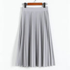 High Waist Pleated Length Elastic Skirt - Bottoms - 12
