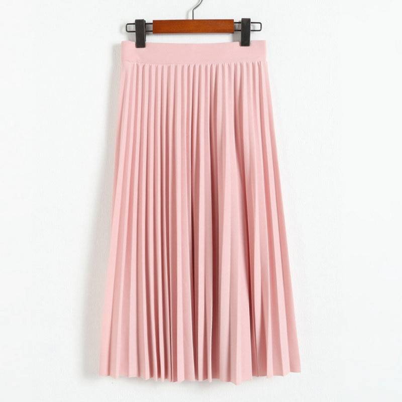 High Waist Pleated Length Elastic Skirt - Bottoms - Clothing - 16 - 2024