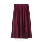High Waist Pleated Length Elastic Skirt - Bottoms - 19