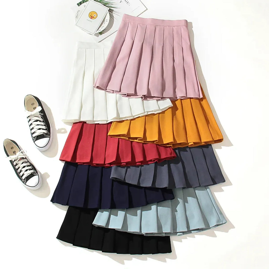 High Waist Pleated Skirt – Kawaii Harajuku Lolita Sailor Style - Bottoms - Skirts - 1