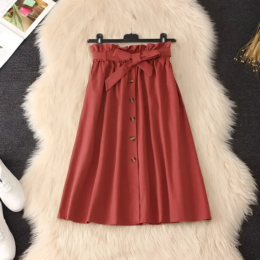 Elegant High Waist Pleated Skirts - Bottoms - 3