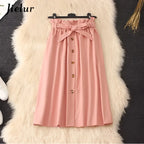 Elegant High Waist Pleated Skirts - Bottoms - 17