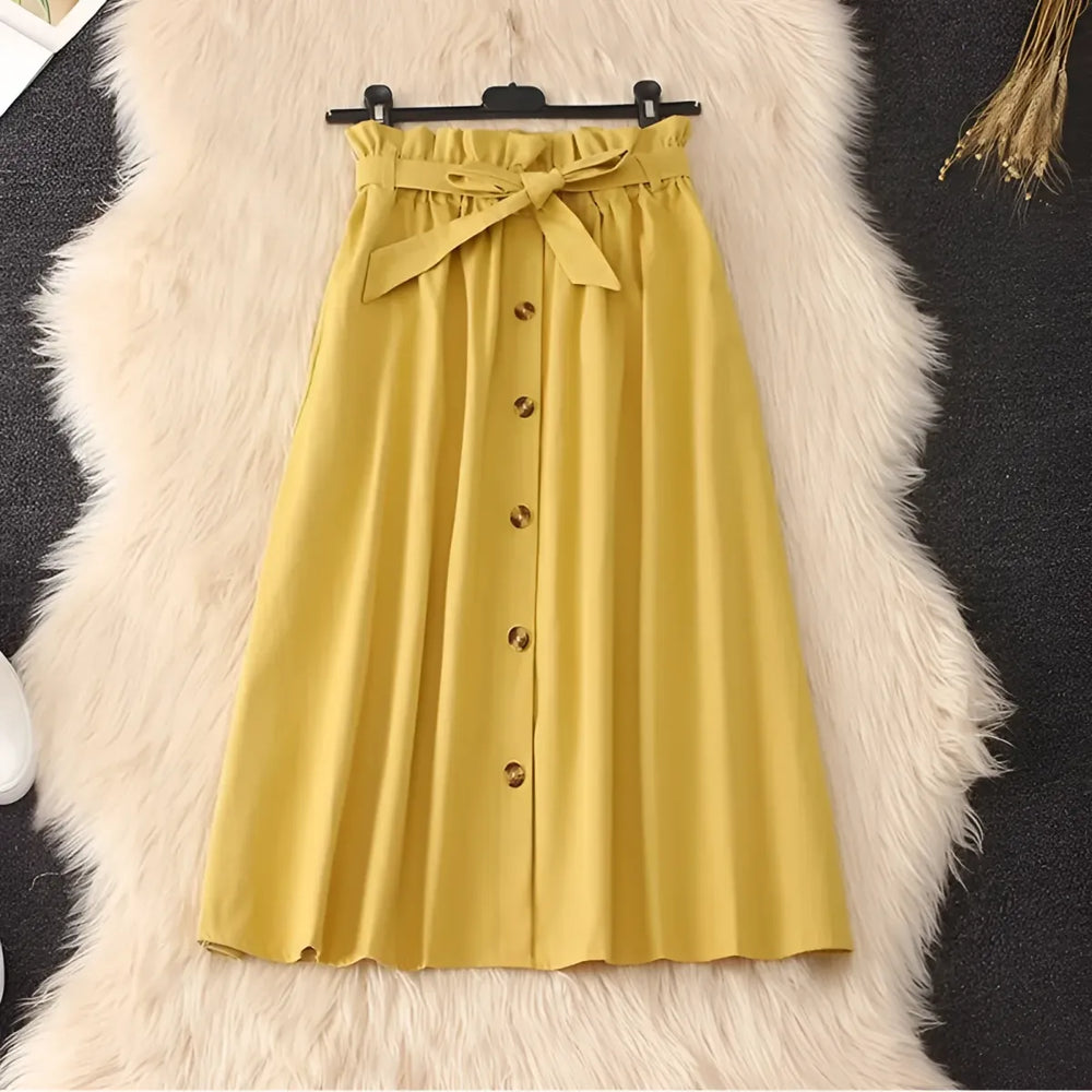 Elegant High Waist Pleated Skirts - Bottoms - 1
