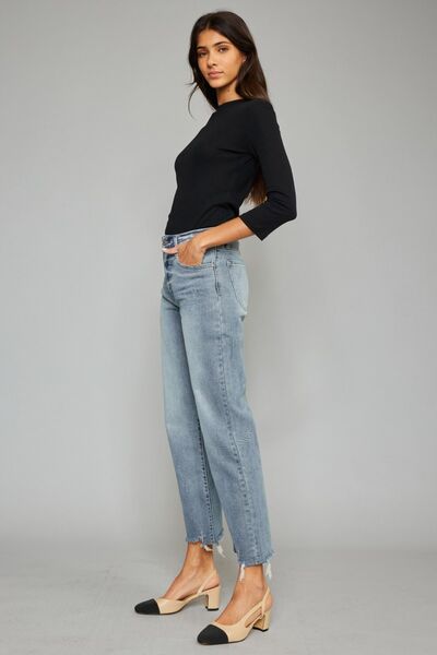 High Waist Raw Hem Cropped Wide Leg Jeans - Bottoms - Pants - 3 - 2024