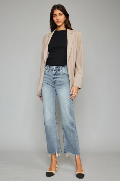 High Waist Raw Hem Cropped Wide Leg Jeans - Bottoms - Pants - 6 - 2024