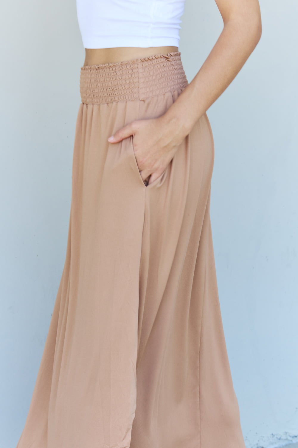 High Waist Scoop Hem Maxi Skirt in Tan - Bottoms - Skirts - 11 - 2024