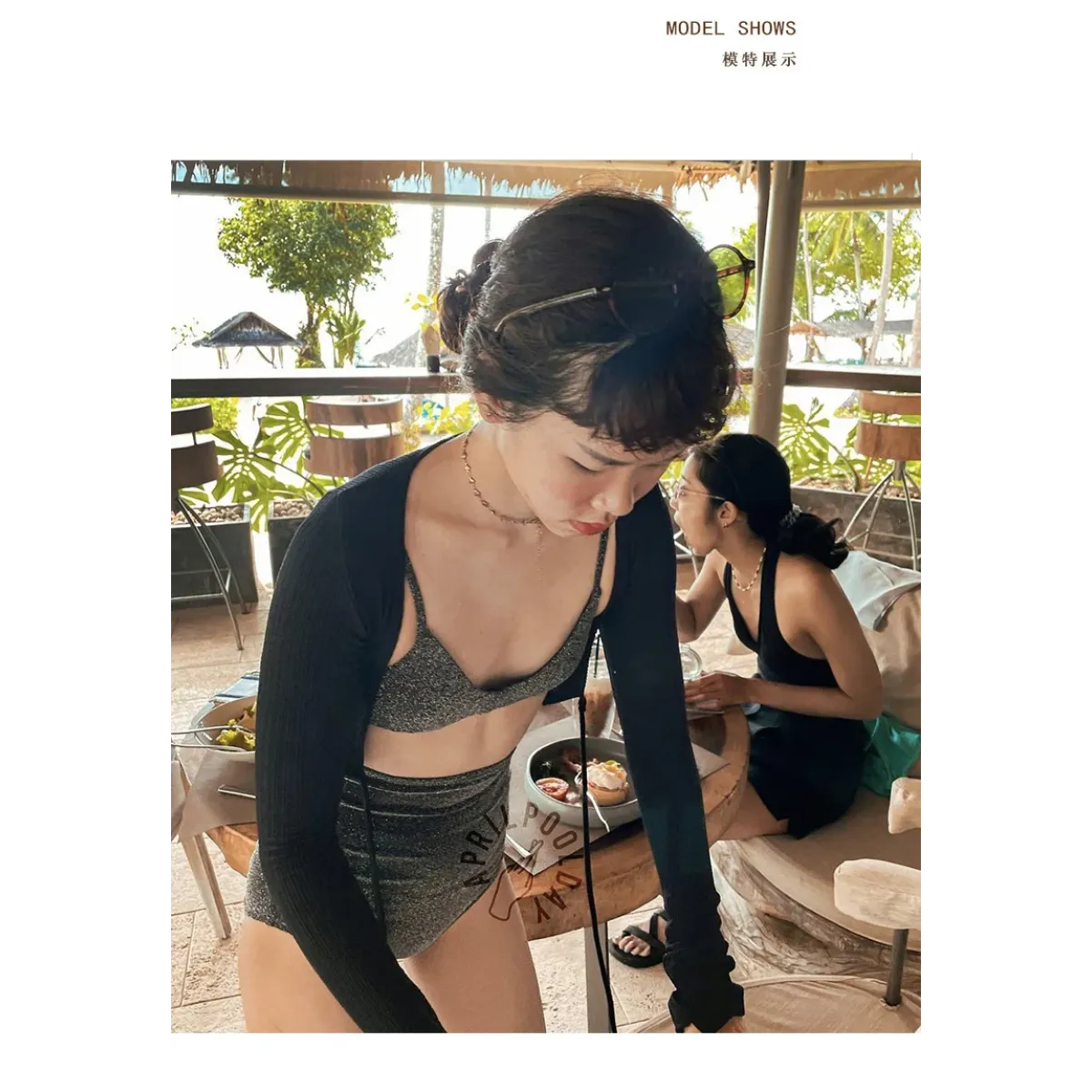 Glitter Bikini Set – High Waist Shiny Contrast Trim Beachwear - Swimsuits - Swimwear - 28