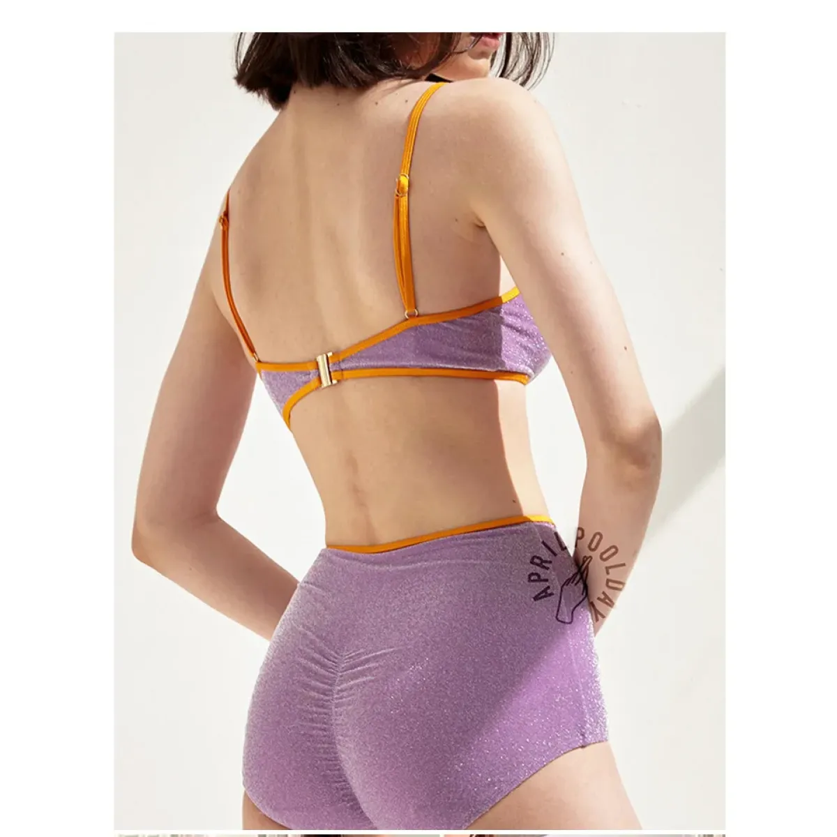 Glitter Bikini Set – High Waist Shiny Contrast Trim Beachwear - Swimsuits - Swimwear - 18