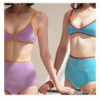 Glitter Bikini Set – High Waist Shiny Contrast Trim Beachwear - Swimsuits - Swimwear - 12