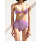 Glitter Bikini Set – High Waist Shiny Contrast Trim Beachwear - Swimsuits - Swimwear - 3