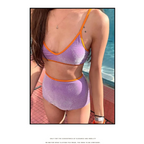 Glitter Bikini Set – High Waist Shiny Contrast Trim Beachwear - Swimsuits - Swimwear - 14