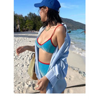 Glitter Bikini Set – High Waist Shiny Contrast Trim Beachwear - Swimsuits - Swimwear - 8