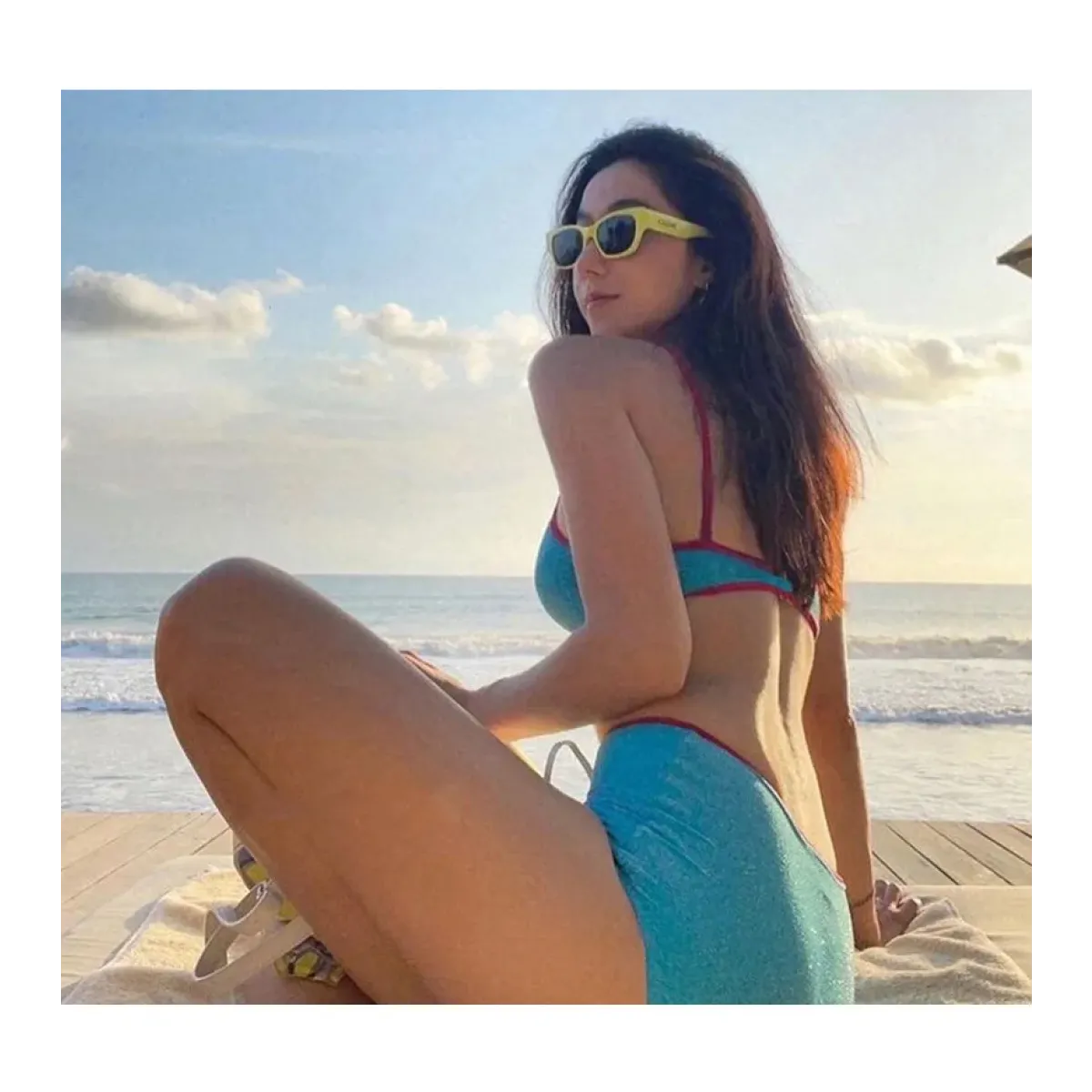 Glitter Bikini Set – High Waist Shiny Contrast Trim Beachwear - Swimsuits - Swimwear - 9