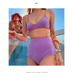 Glitter Bikini Set – High Waist Shiny Contrast Trim Beachwear - Swimsuits - Swimwear - 15