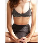 Glitter Bikini Set – High Waist Shiny Contrast Trim Beachwear - Swimsuits - Swimwear - 33