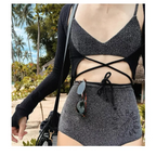 Glitter Bikini Set – High Waist Shiny Contrast Trim Beachwear - Swimsuits - Swimwear - 27