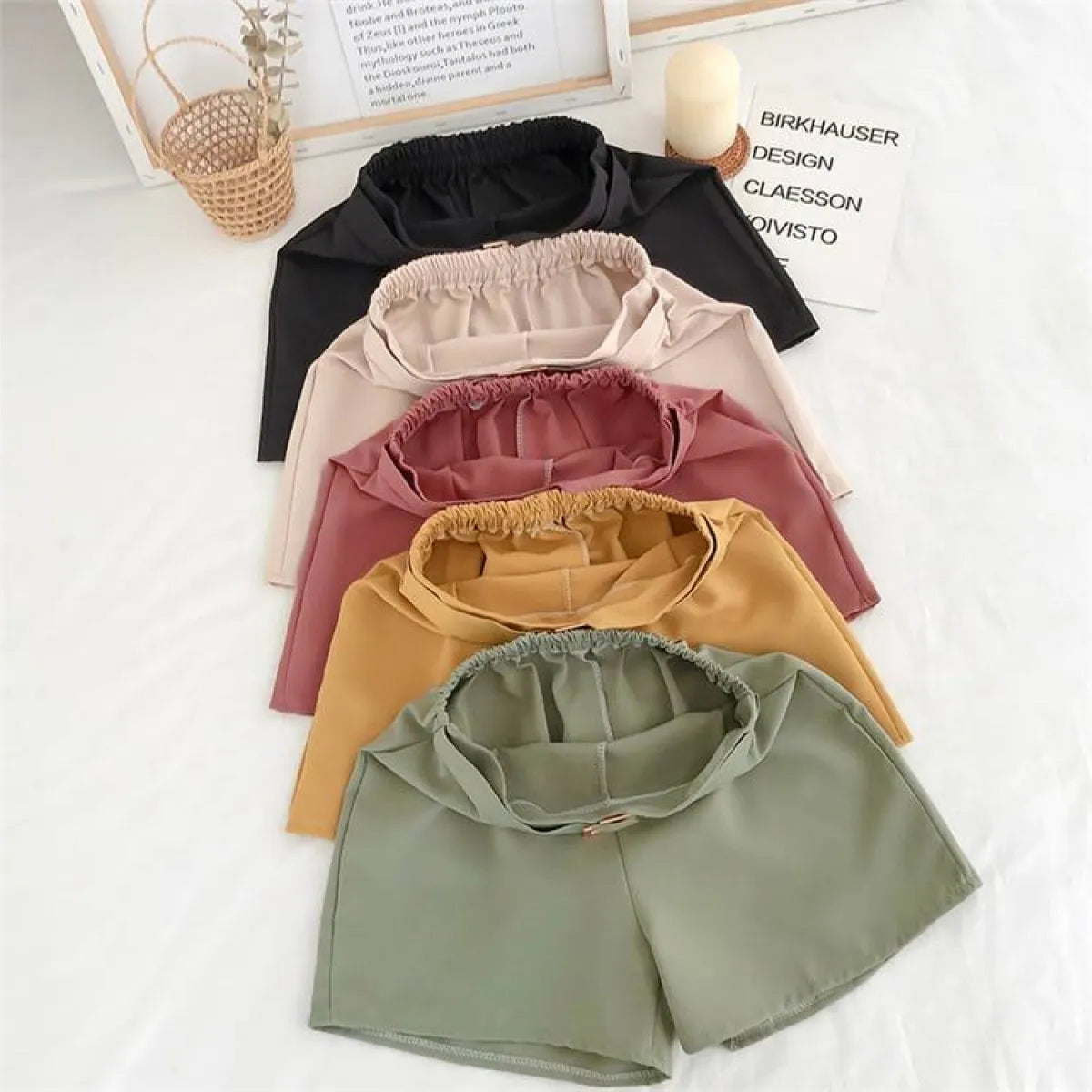 Solid High Waist Shorts - Bottoms - 10