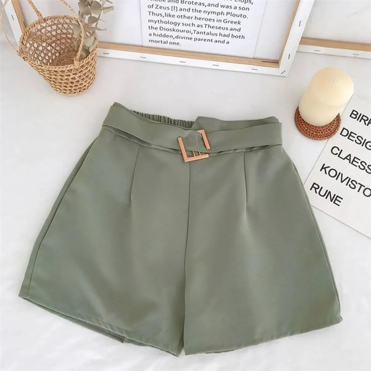 Solid High Waist Shorts - Bottoms - 11