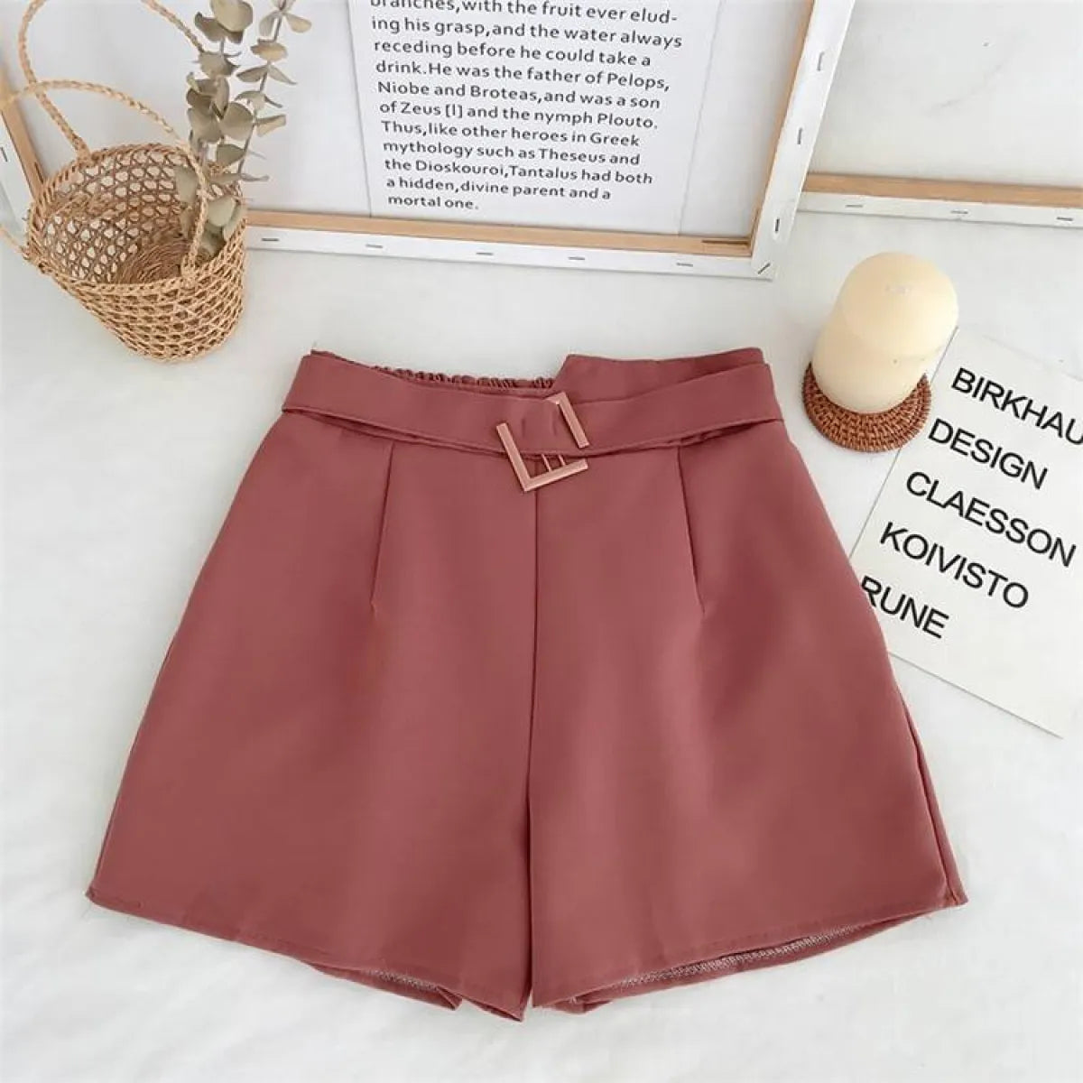 Solid High Waist Shorts - Bottoms - 13