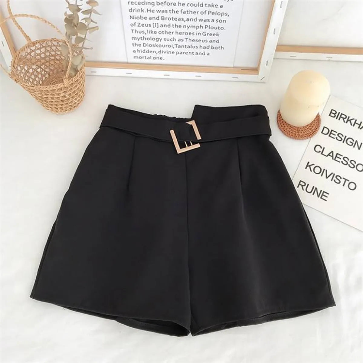 Solid High Waist Shorts - Bottoms - 15