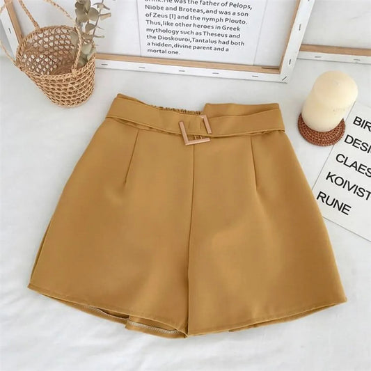 Solid High Waist Shorts - Bottoms - 17