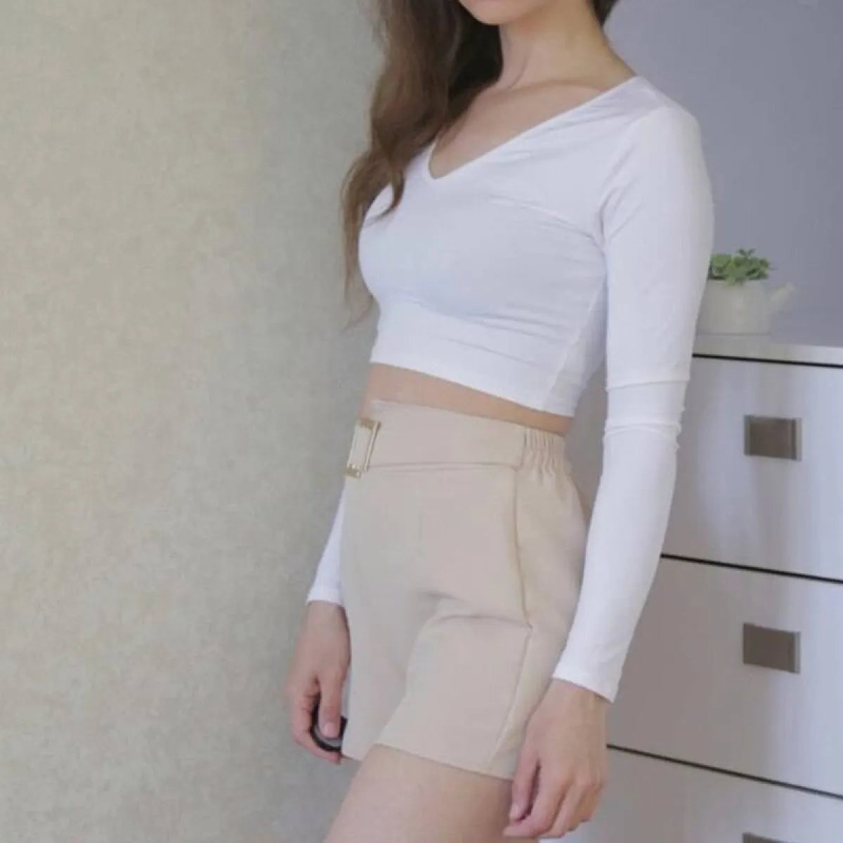 Solid High Waist Shorts - Bottoms - 2