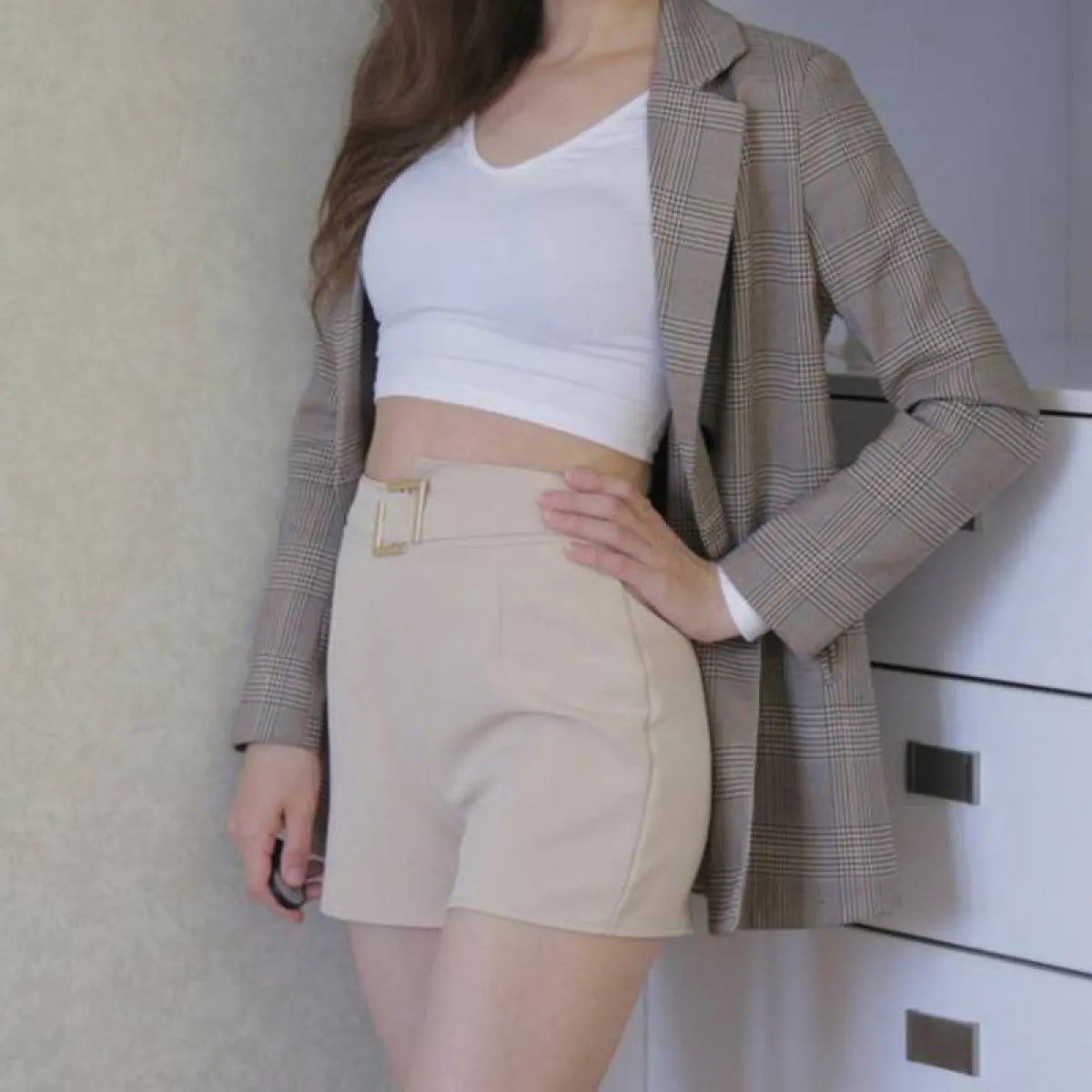 Solid High Waist Shorts - Bottoms - 3