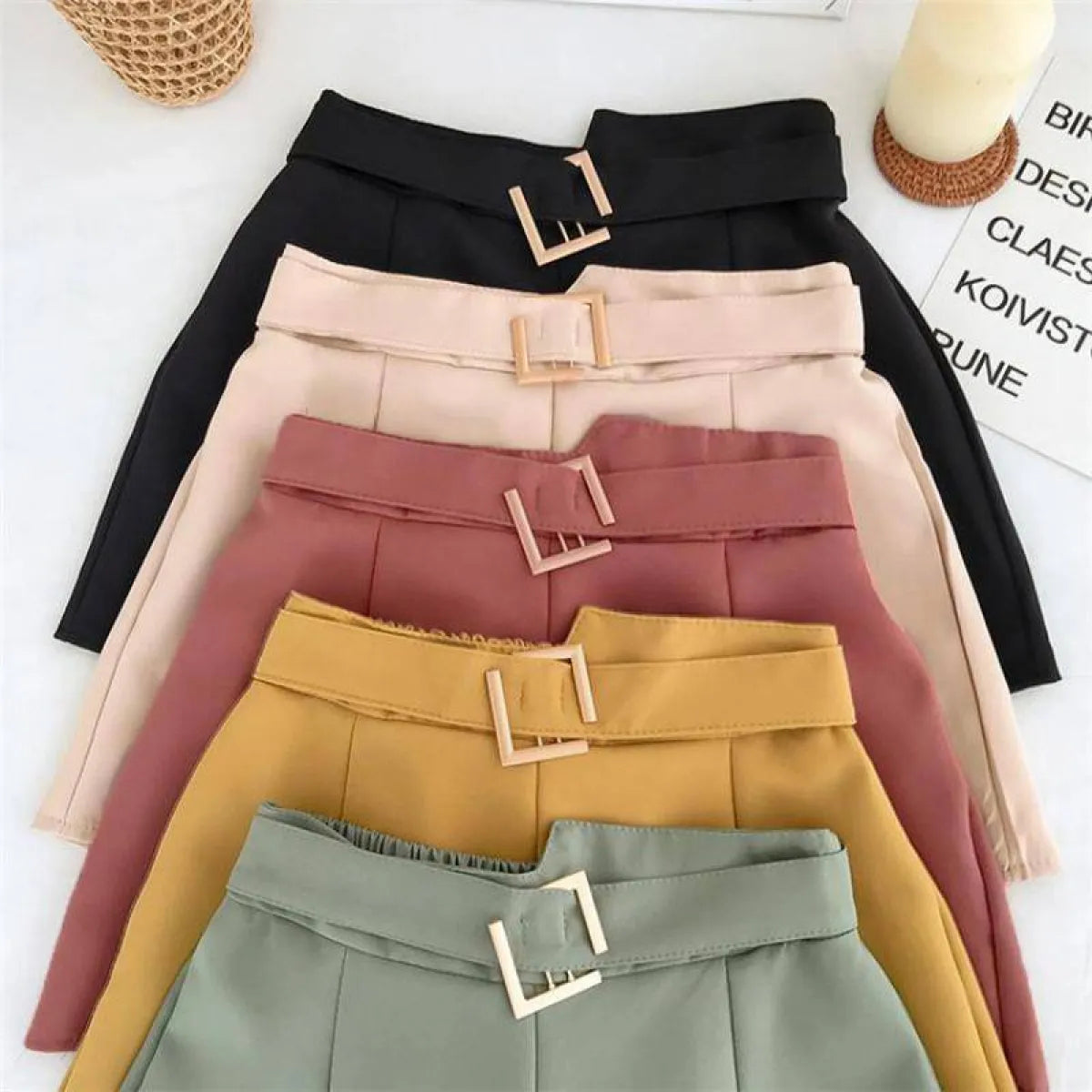 Solid High Waist Shorts - Bottoms - 4