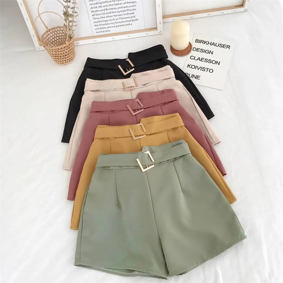 Solid High Waist Shorts - Bottoms - 6