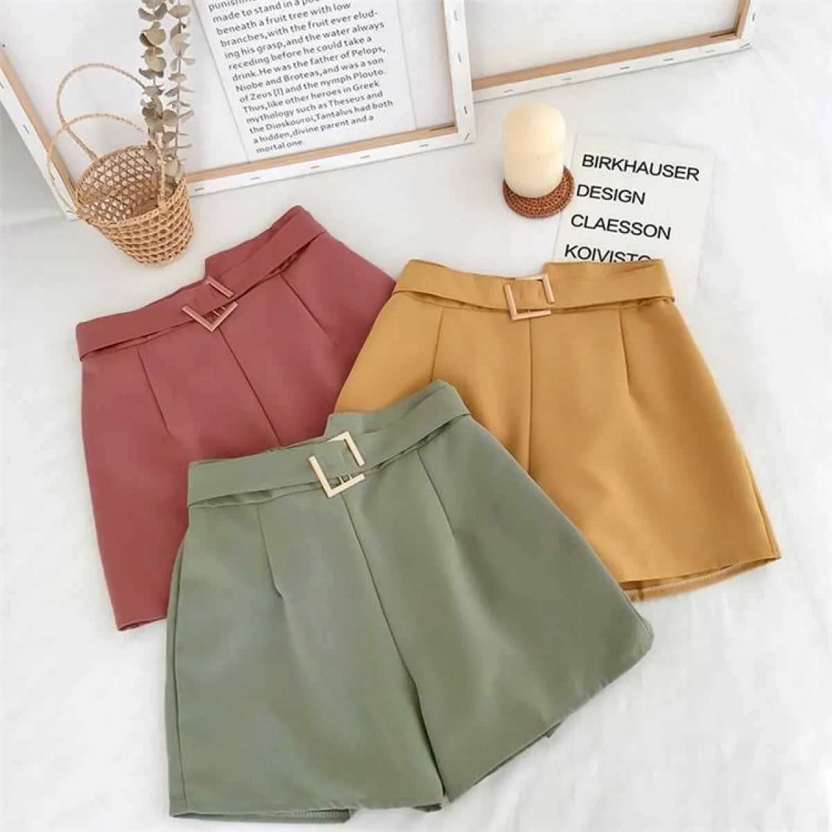 Solid High Waist Shorts - Bottoms - 9