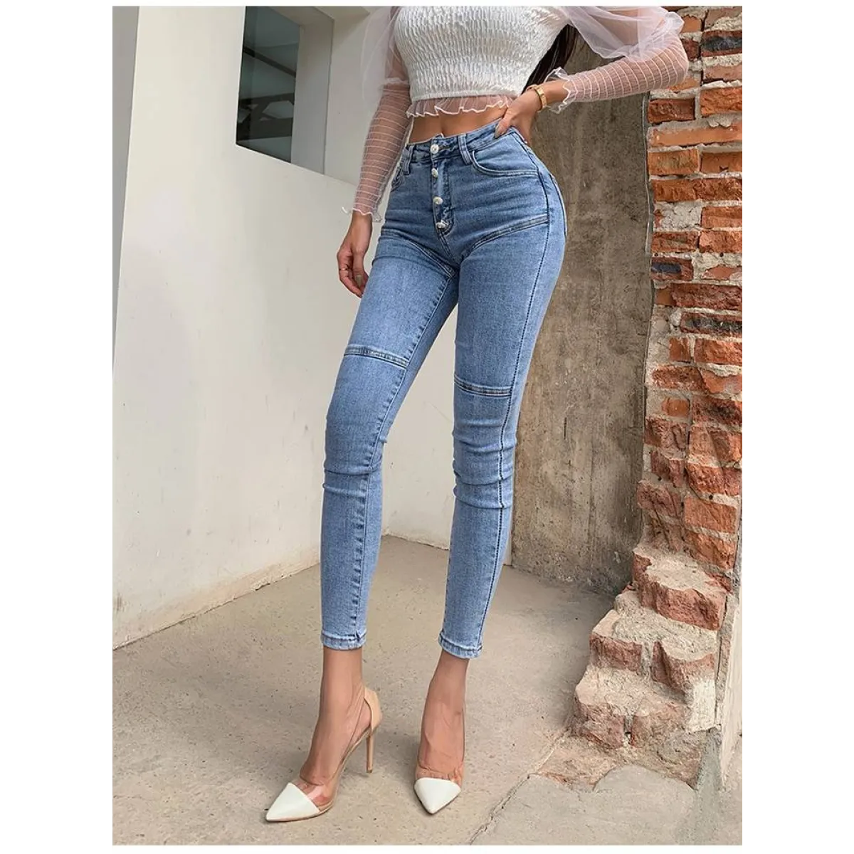 Women’s High Waist Skinny Jeans - Bottoms - 8