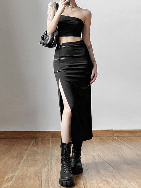 Split High Waist Skirt - Black / M - Bottoms - Skirts - 13 - 2024